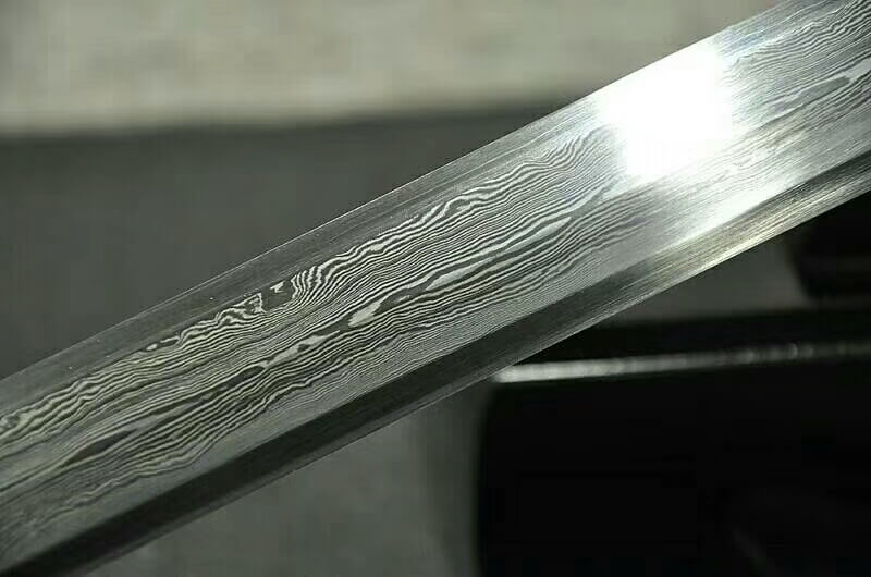 Han sword,Damascus steel octahedral bade,Black scabbard,Alloy fittings - Chinese sword shop