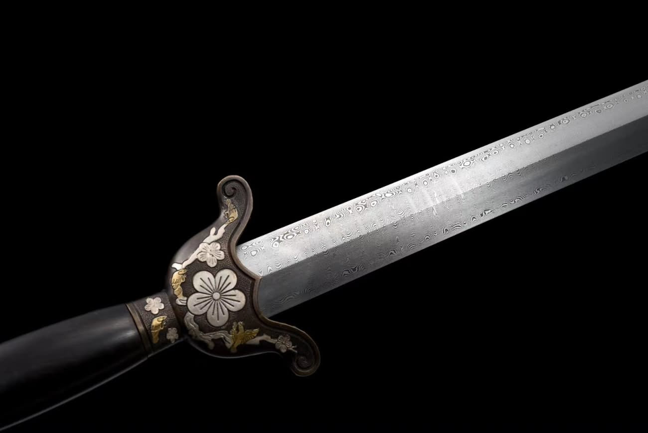 Plum Blossom baojian Damascus Steel Blade Ebony Scabbard chinese sword