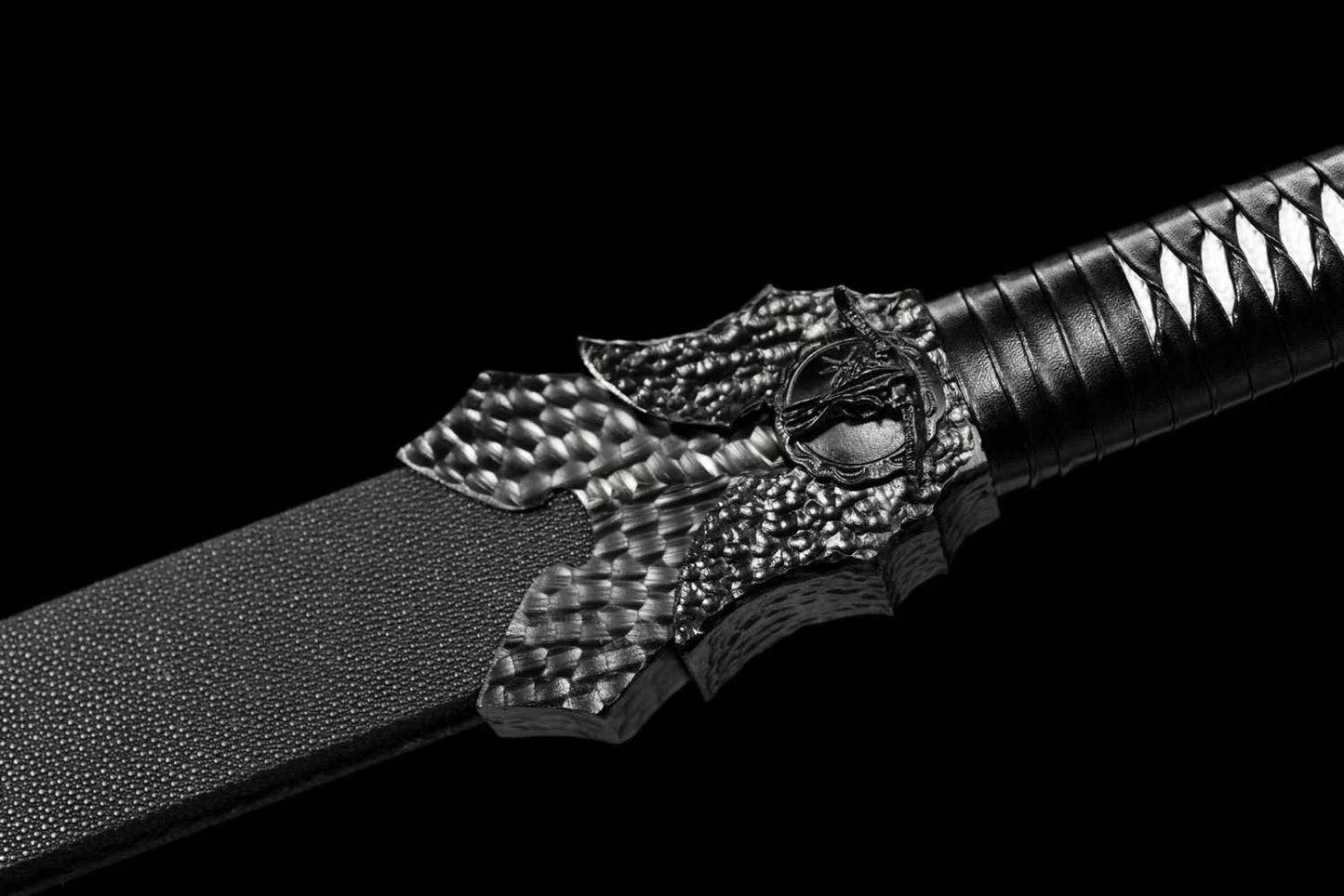 Black Gold Ancient Sabre Real,Forged Etch Blade,Black Fittings,LOONGSWORD