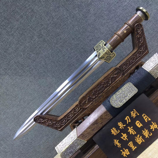 Dagger,Hand forged,Damascus steel,Rosewood,Alloy - Chinese sword shop