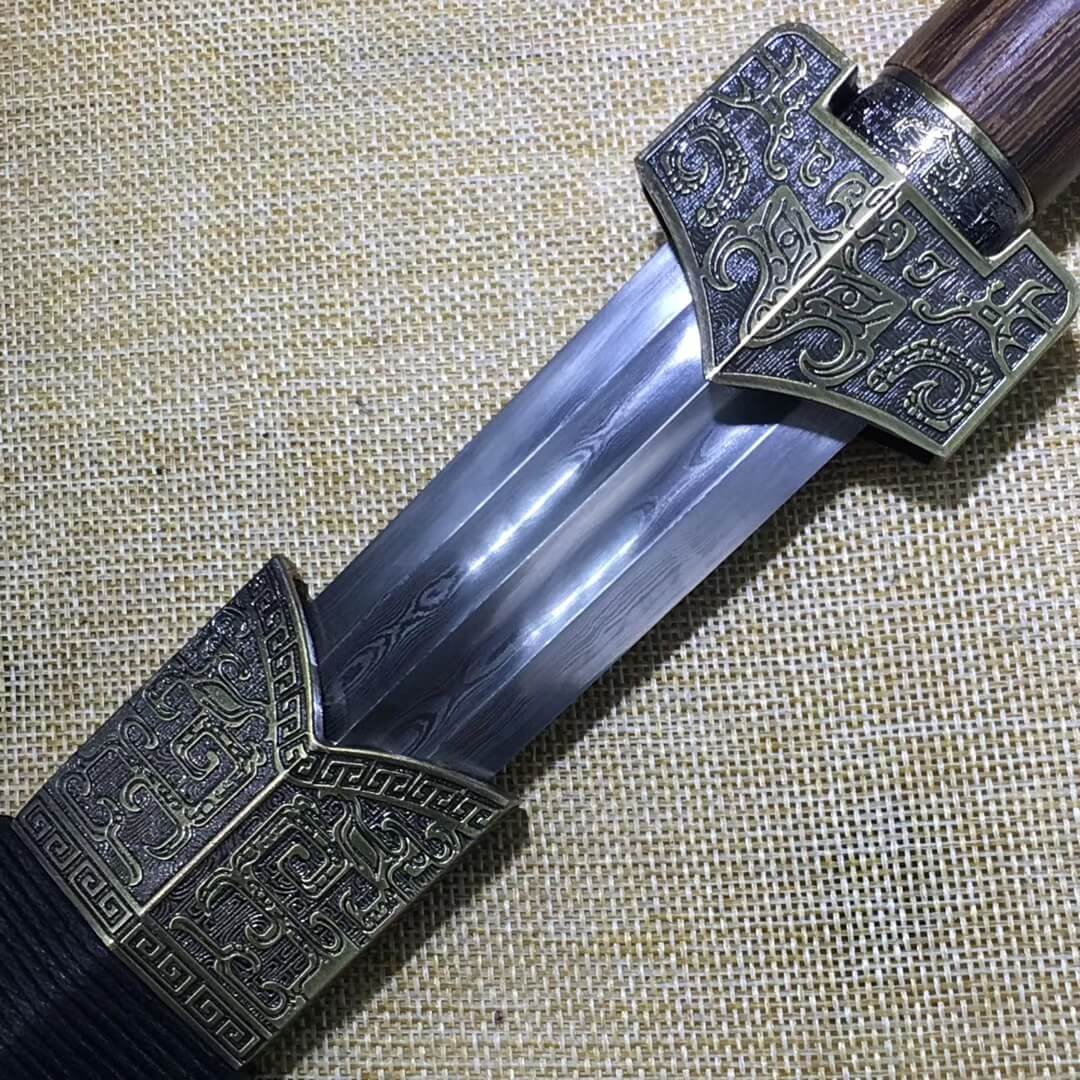 Dagger,Hand forged,Damascus steel,Rosewood,Alloy - Chinese sword shop