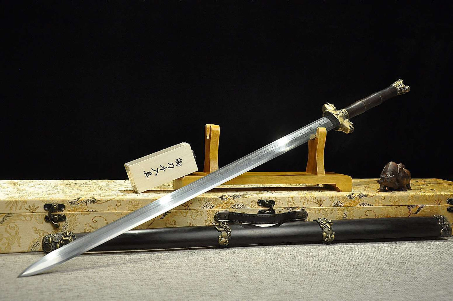 Counteract evil force sword,Damascus steel blade,Ebony Scabbard,Brass fittings - Chinese sword shop