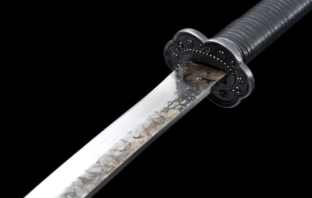 Qing dao,Horse Chopping Sword,Forged High Carbon Steel Blade,Black Scabbard,Battle Ready