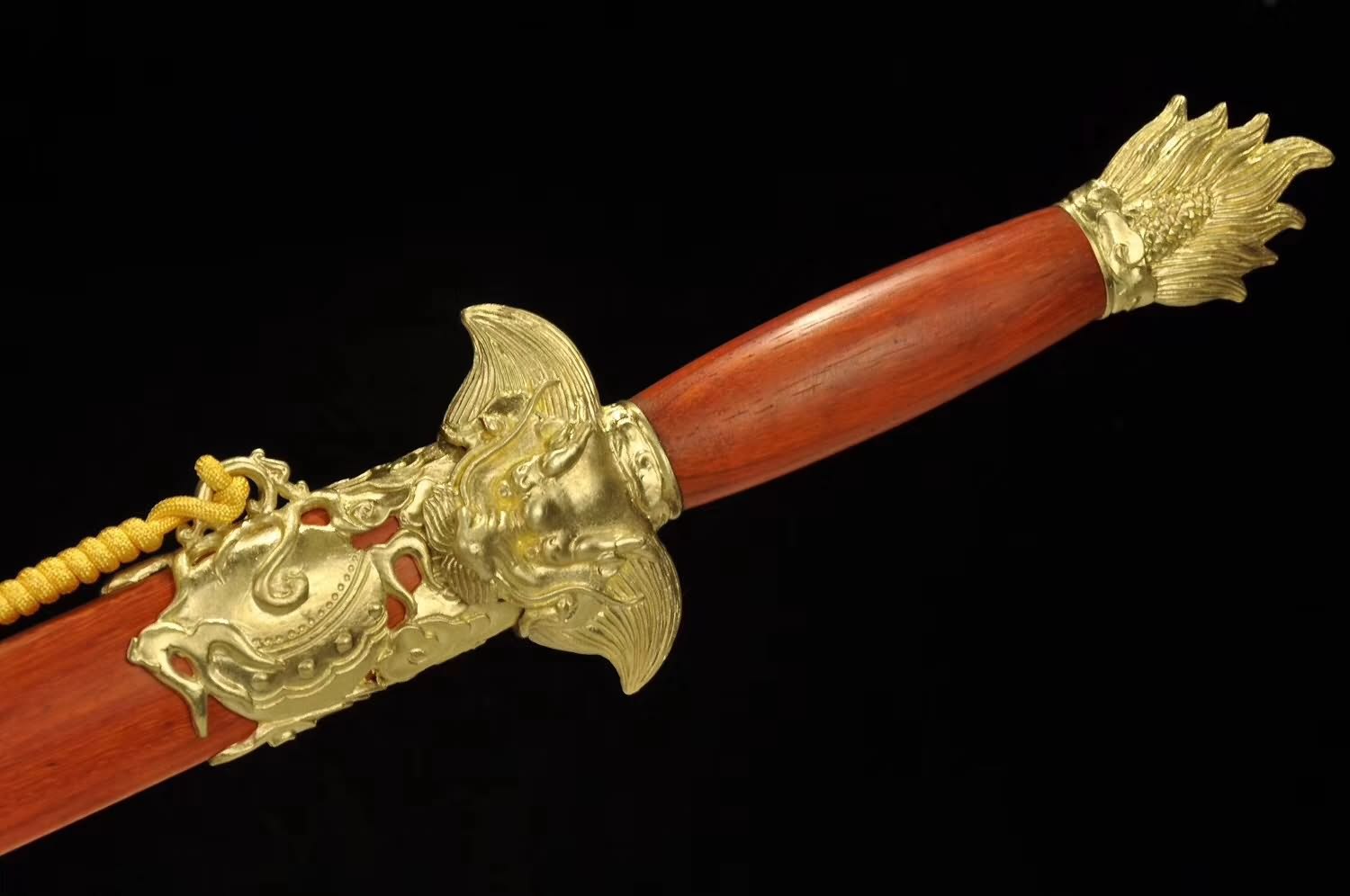 Loong sword,Pattern steel blade,Redwood,Brass,Full tang - Chinese sword shop