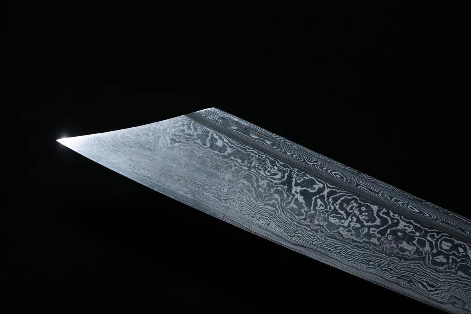 Kangxi sword,Damascus steel blade,Green skin scabbard,Alloy fittings - Chinese sword shop