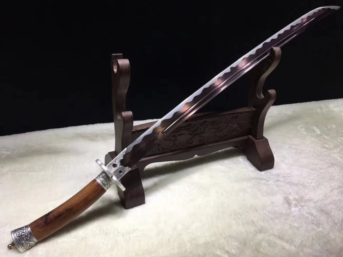 Qing dao,Handmade Damascus steel red blade,Rosewood scabbard - Chinese sword shop