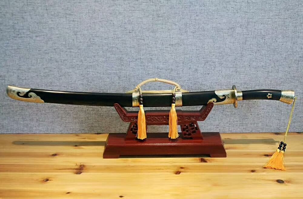 Broadsword/T10 steel blade/Black scabbard/Brass fitted/Length 36" - Chinese sword shop