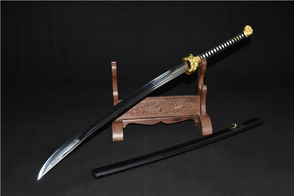 Tiger tigers sabre,Medium carbon steel,Lether scabbard - Chinese sword shop