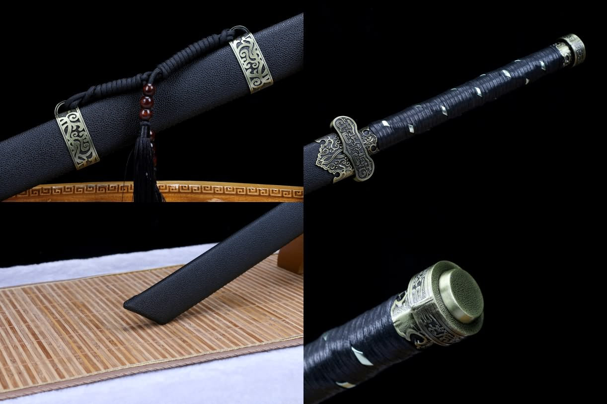 Black gold ancient sword,Forged High carbon steel blade,Alloy fittings,Battle ready
