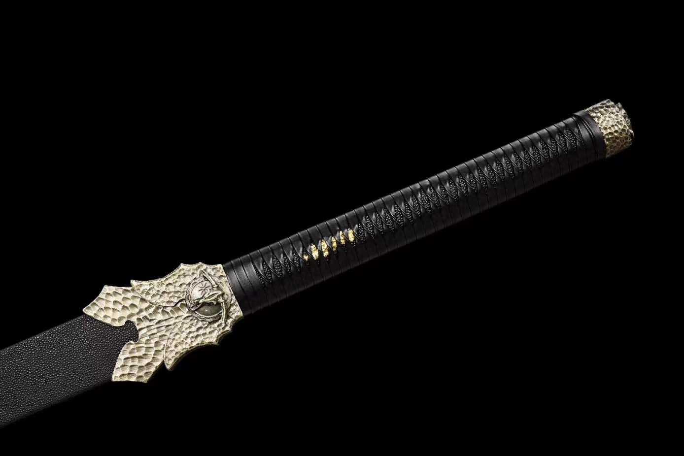 Black Gold Ancient Sabre Swords Real Forged high Carbon Steel Etch Blade,LOONGSWORD