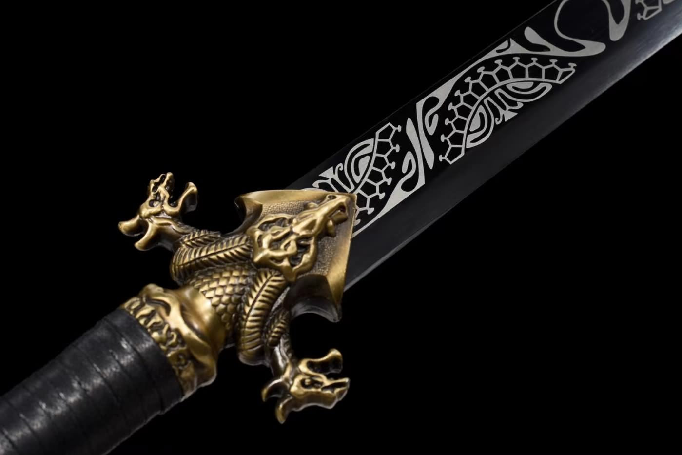 Dragon dao Sword Real,High Carbon Steel Black Blade,Alloy Fittings,LOONGSWORD