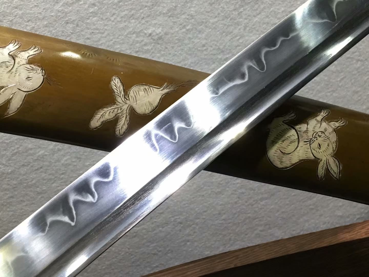 Samurai sword,Handmade,High carbon steel burn blade,Brass,Full tang,C - Chinese sword shop