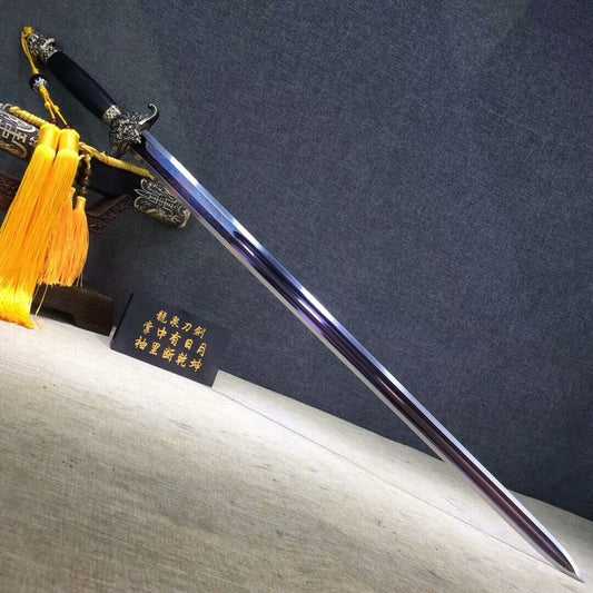 Dragon sword,Damascus steel red blade,Brass fittings,Black wood - Chinese sword shop