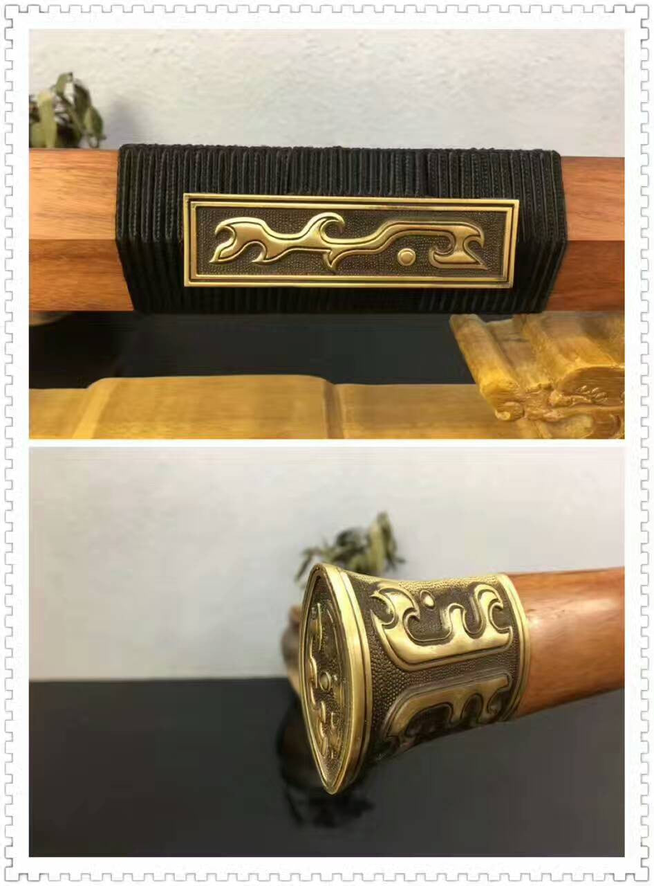 Dragon han sword,Folding steel blade,Acid wooden scabbard/Brass fittings - Chinese sword shop