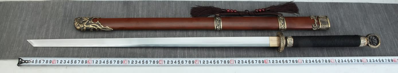 Tang dao Swords Real,Damascus Blade,Brass Fittings,Rosewood Scabbard,LOONGSWORD