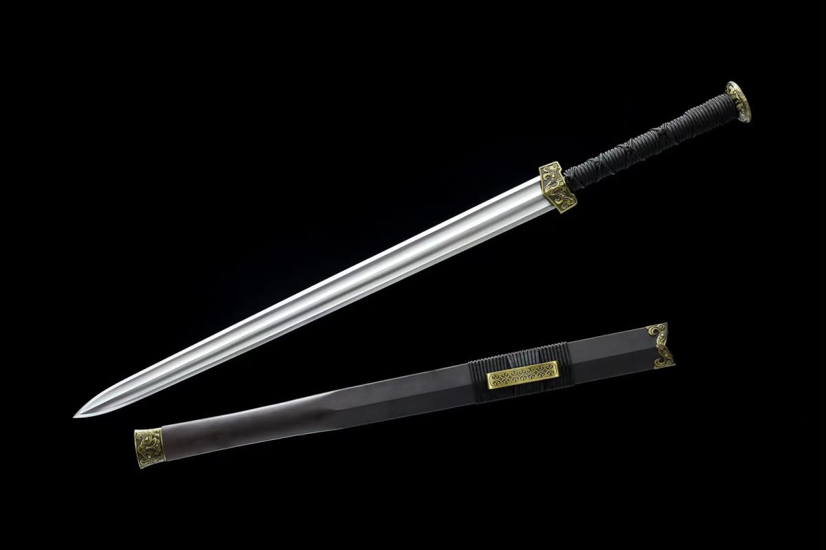 Han sword Forged high carbon steel blades Black scabbard