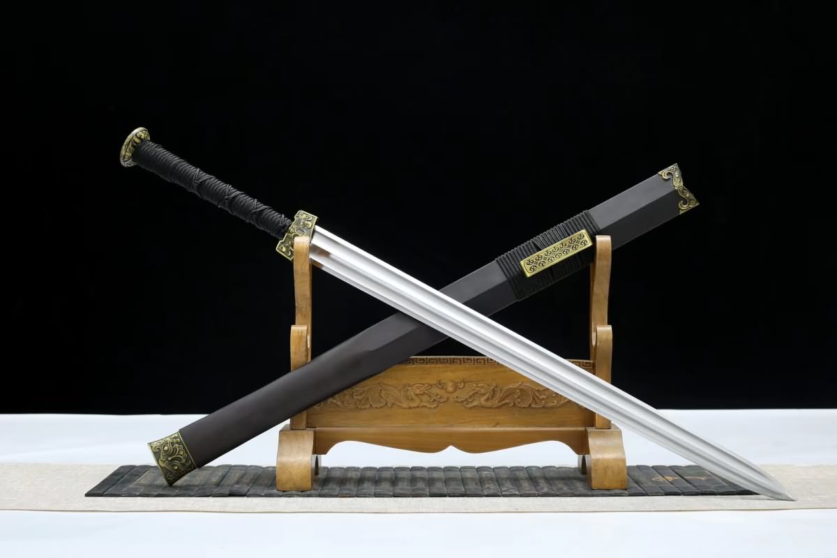 Han sword Forged high carbon steel blades Black scabbard