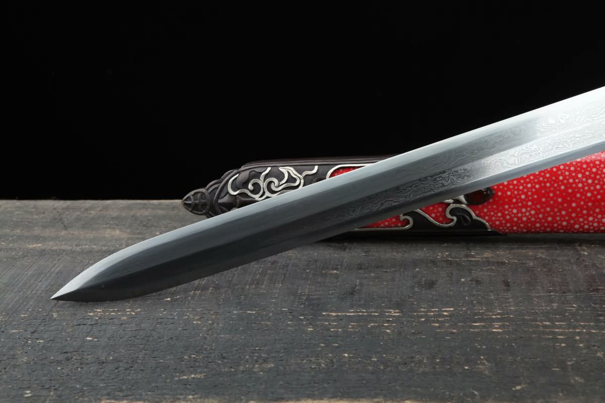 Myth Sword,Hand Forged(Damascus Steel Blade,Stingray Skin Scabbard,Brass Fittings) Chinese Antique Gift