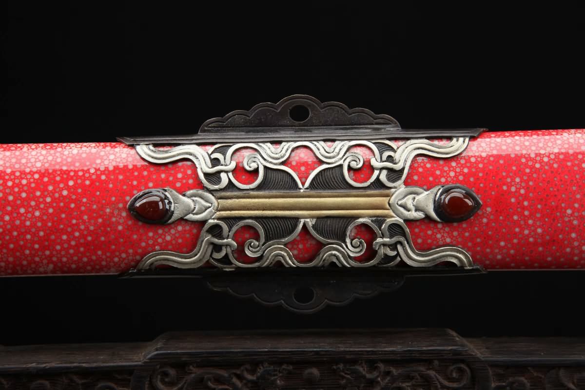 Myth Sword,Hand Forged(Damascus Steel Blade,Stingray Skin Scabbard,Brass Fittings) Chinese Antique Gift