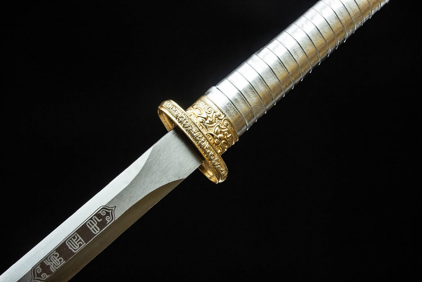 Gold Armor Saber Jian Swords Real,Forged Blades,PU Scabbard,Alloy Fittings