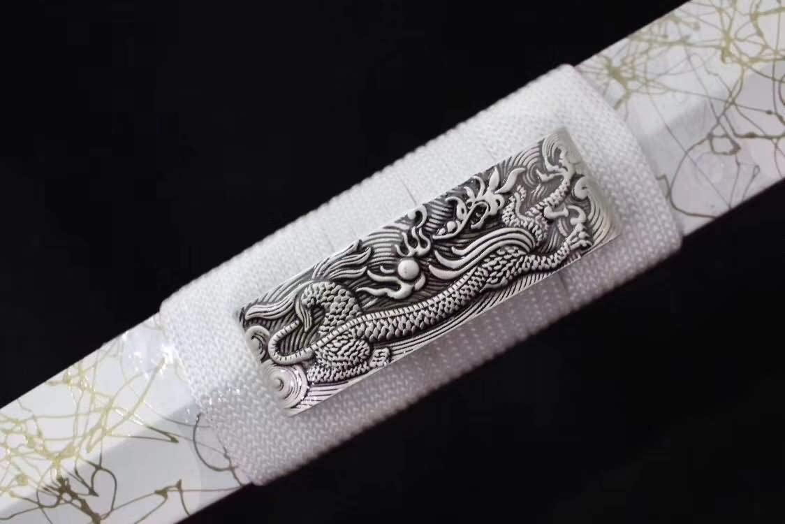 Han sword,Medium carbon steel etch blade,White scabbard - Chinese Sword store