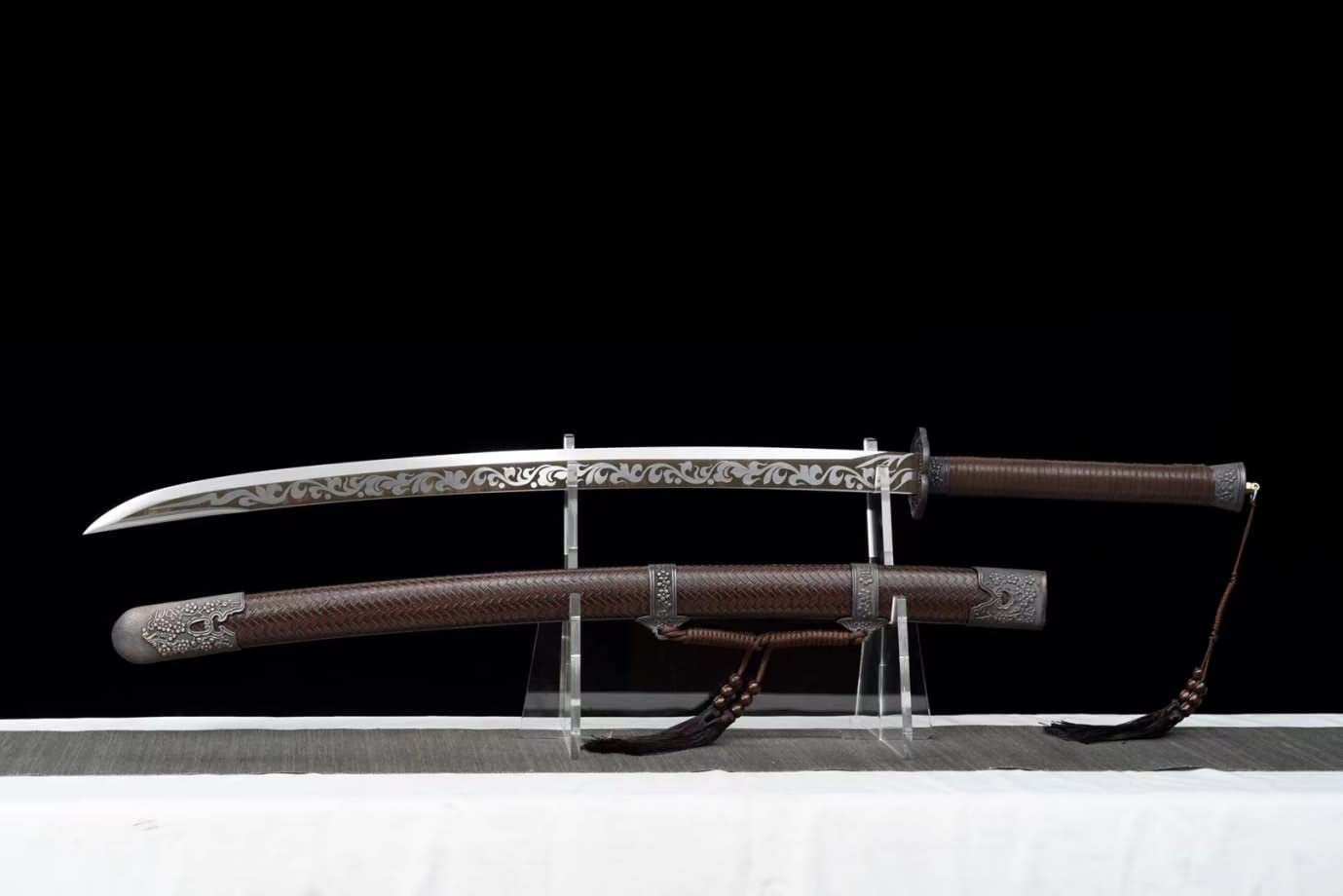 Qing Sword High Carbon Steel Blade,Brown PU Scabbard,Alloy Fittings,LOONGSWORD