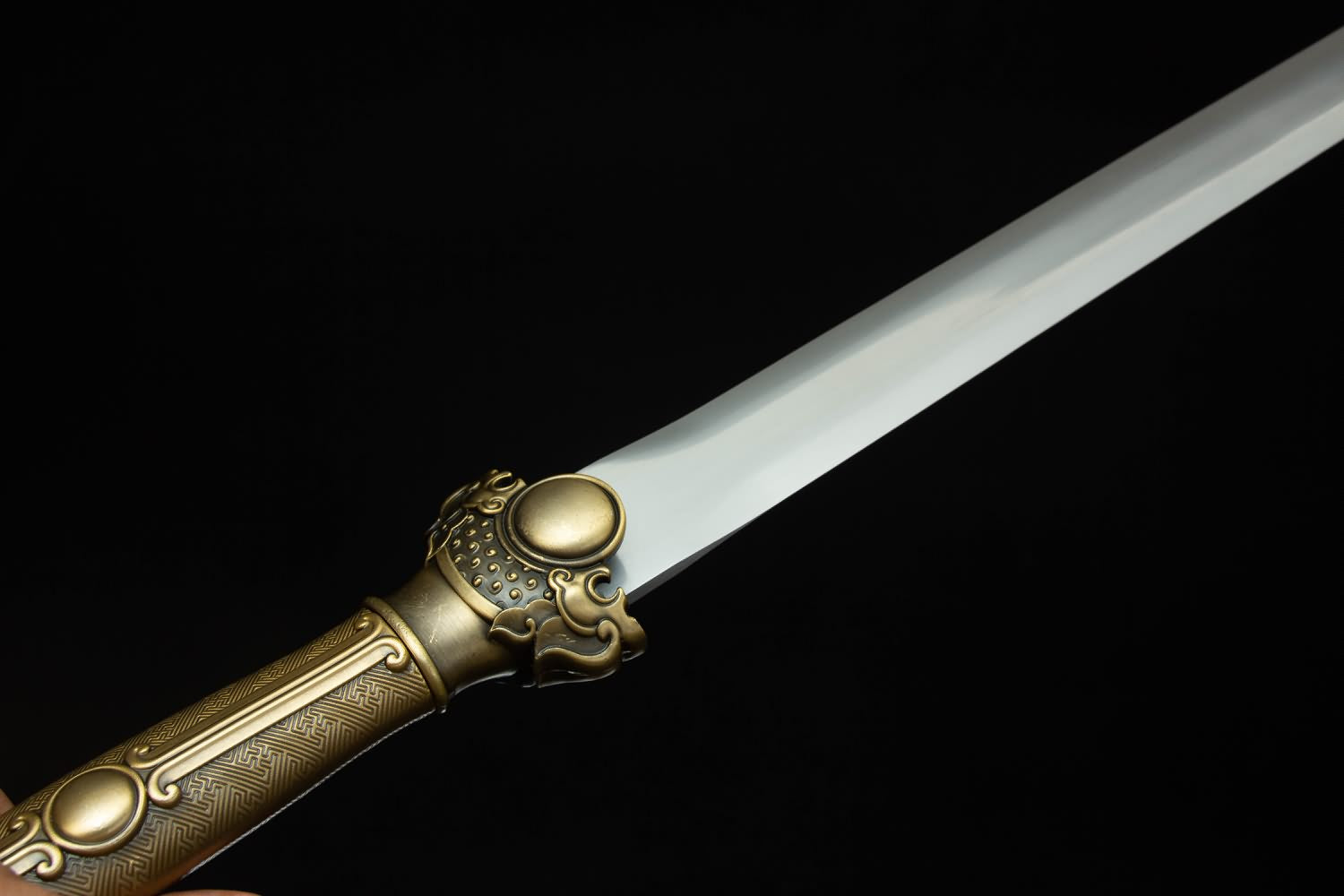 Hand Forged High Carbon Steel Tang Sword - Traditional Chinese Weapon with Real Wood Handle and Faux Leather Sheath