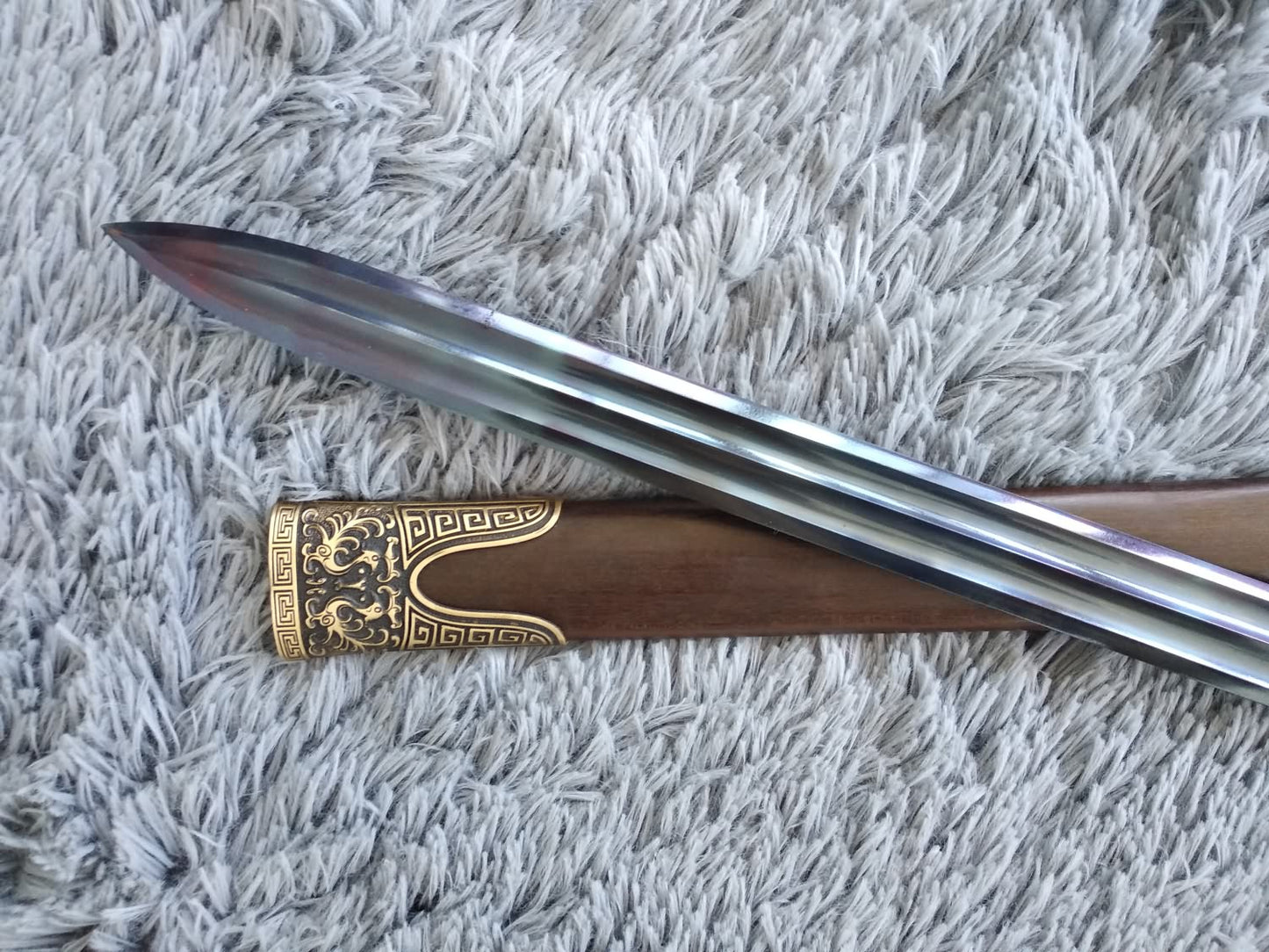Hanwu Sword,Hand Forged,High Carbon Steel Blade,Brass,Black Wood - Chinese sword shop