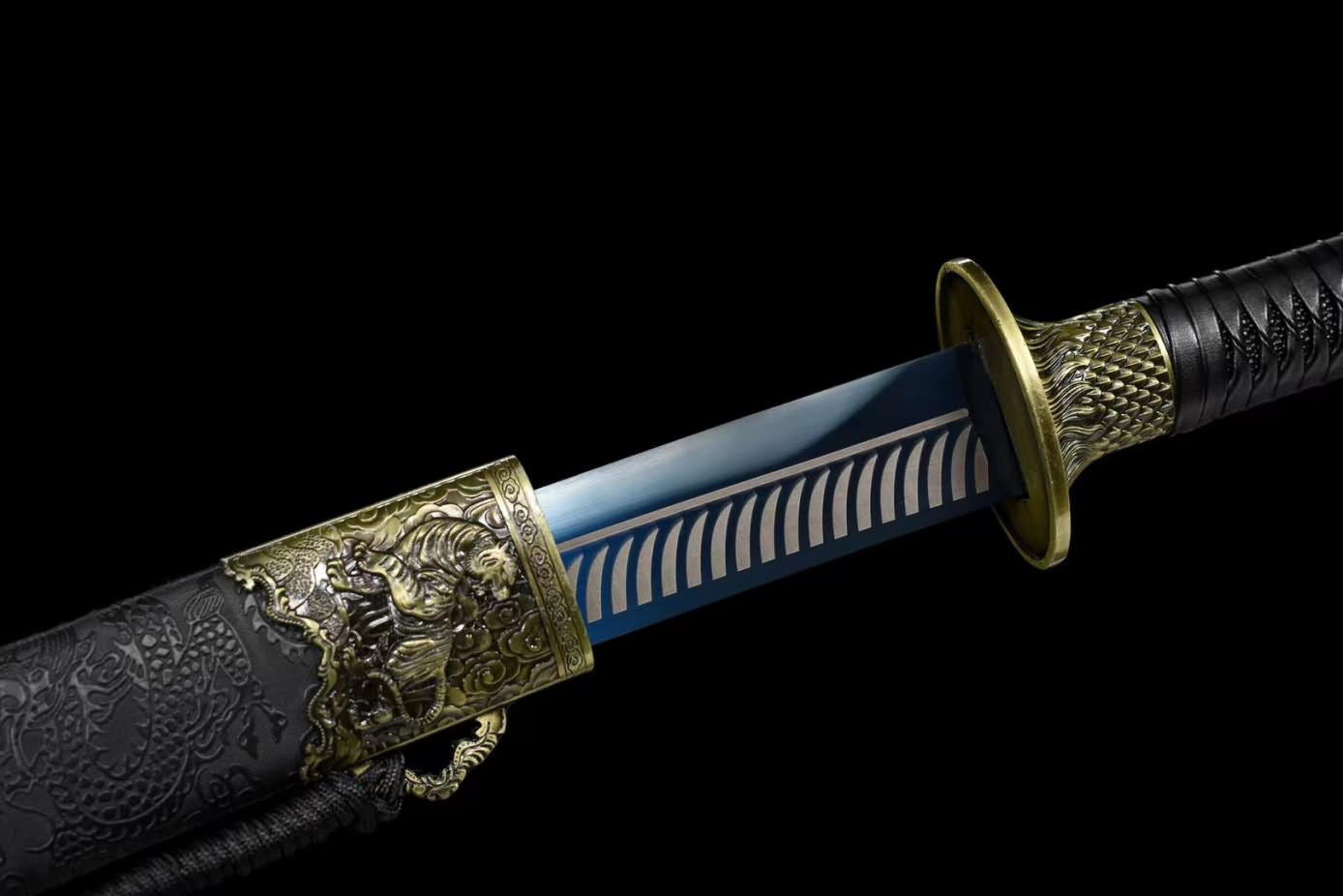 Dragon Tiger Sabre Swords Real(Forged High Carbon Steel Etch Blade,Alloy Fittings,LOONGSWORD