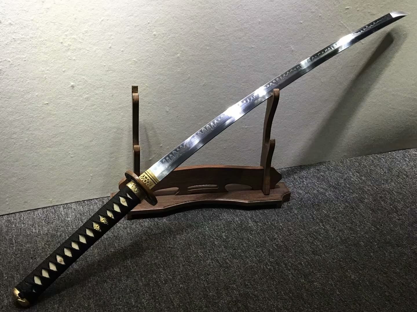 Katana,Handmade,High carbon steel burn blade,Brass,Full tang,D - Chinese sword shop