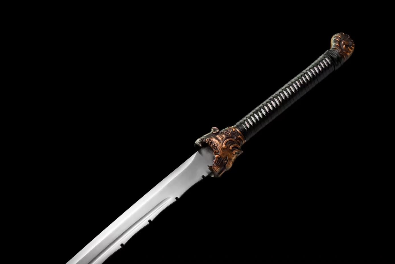 Tiger Tang dao High Carbon Steel red Blade,Alloy Fittings,Solid Wood Scabbard,LOONGSWORD
