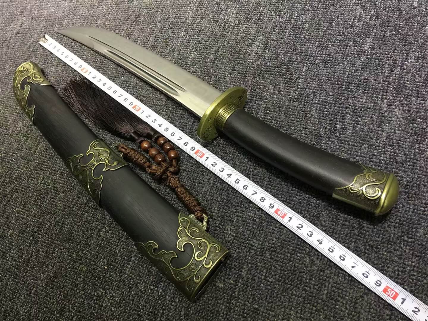 Small qing dao,Hand Forged,High carbon steel burn blade,Black wood,Alloy - Chinese sword shop