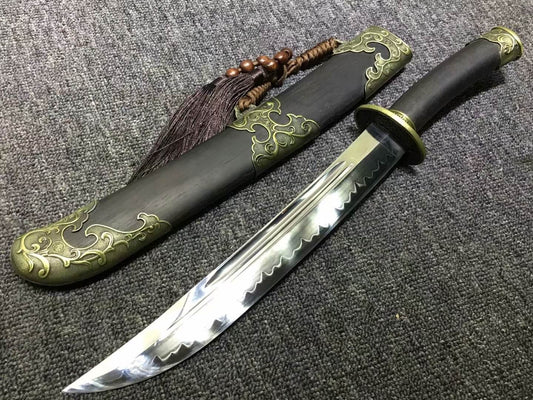Small qing dao,Hand Forged,High carbon steel burn blade,Black wood,Alloy - Chinese sword shop