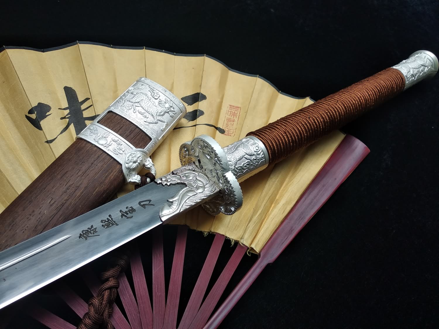 Kangxi Dao,Broadsword,High carbon steel burn Blade,Rosewood - Chinese sword shop