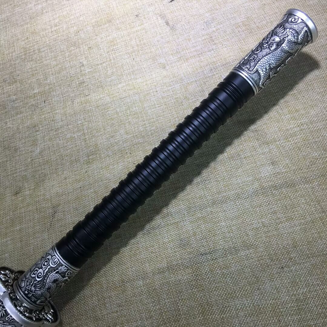 Kangxi baodao,High carbon steel etch blade,Alloy fittings,Black scabbard - Chinese sword shop