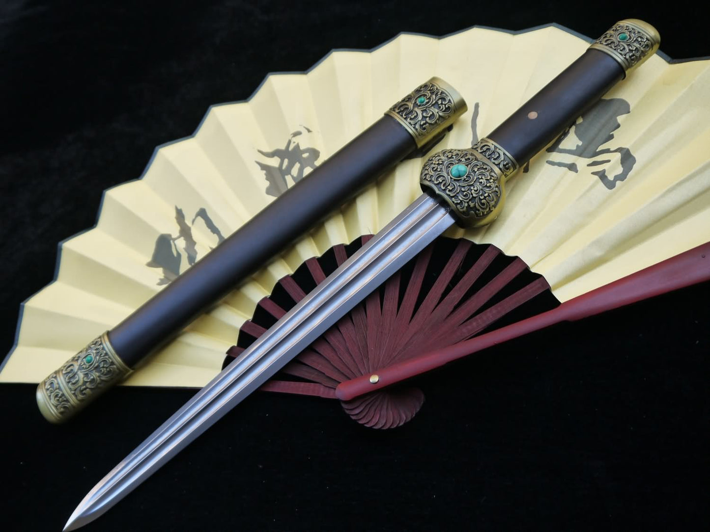 Whinger,Dagger,Folding steel,Black wood scabbard,Alloy fitting - Chinese sword shop