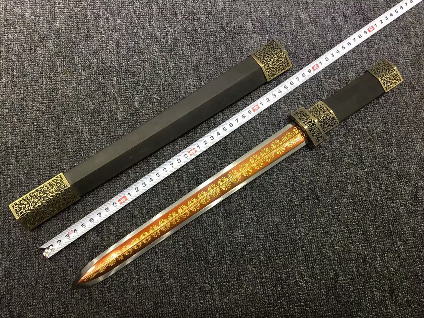 Short sword,Dagger,High carbon steel etch blade,Alloy,Black wood - Chinese sword shop