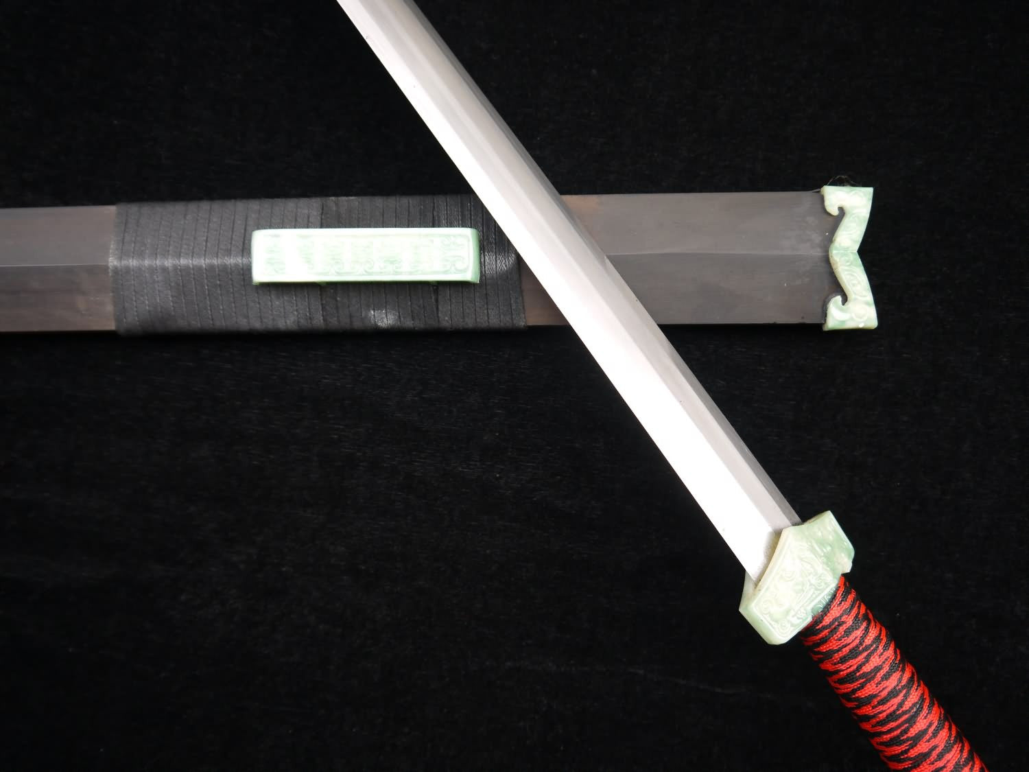 Chinese sword,Han jian,Folded steel blade,Black wood scabbard,Resin fitting - Chinese sword shop