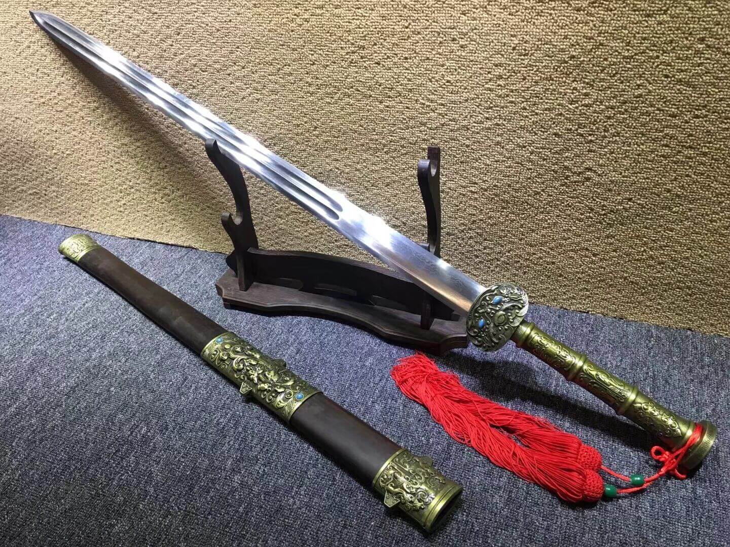 Fengyun sword,Damascus steel blade,Rosewood scabbard,Alloy fitting - Chinese sword shop