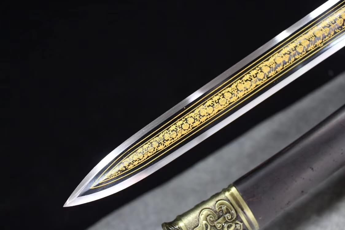 Fengyun jian,Handmade High carbon steel etch blade,Black wood,Alloy - Chinese sword shop