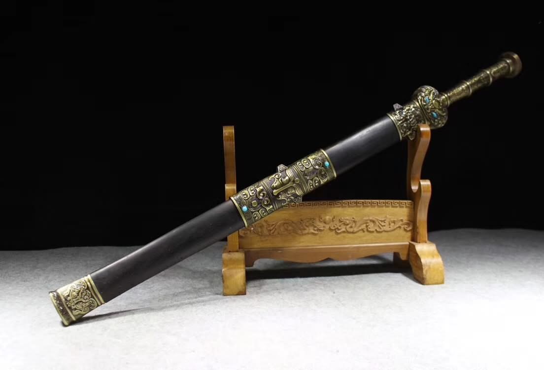 Fengyun jian,Handmade High carbon steel etch blade,Black wood,Alloy - Chinese sword shop