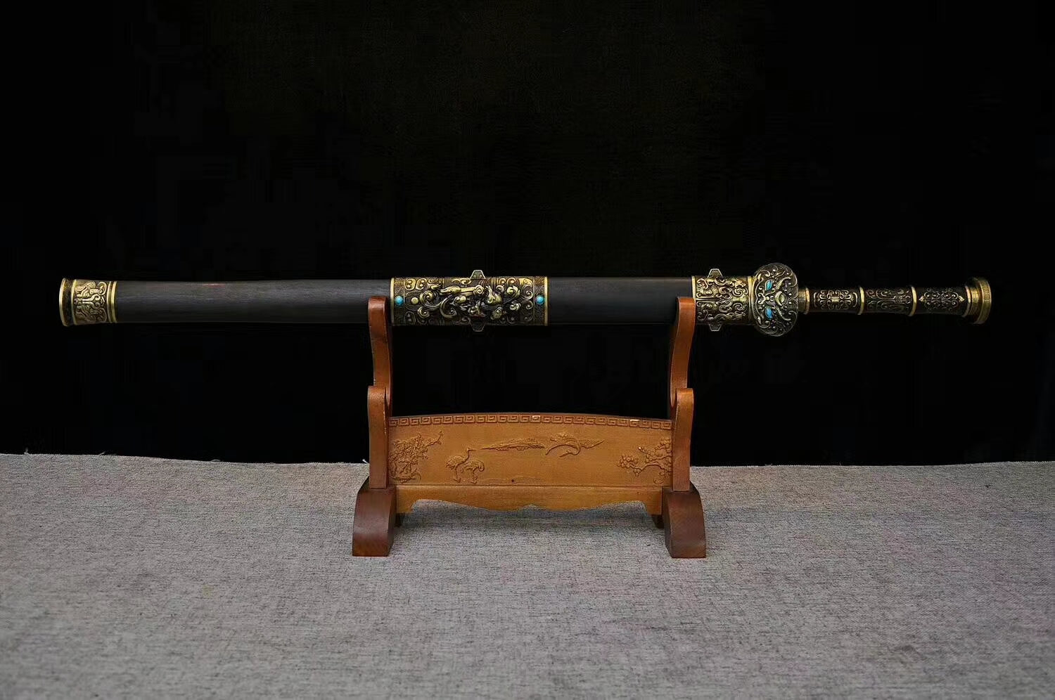 Fengyun sword,Folding pattern steel blade,Black scabbard,Alloy Handle - Chinese sword shop