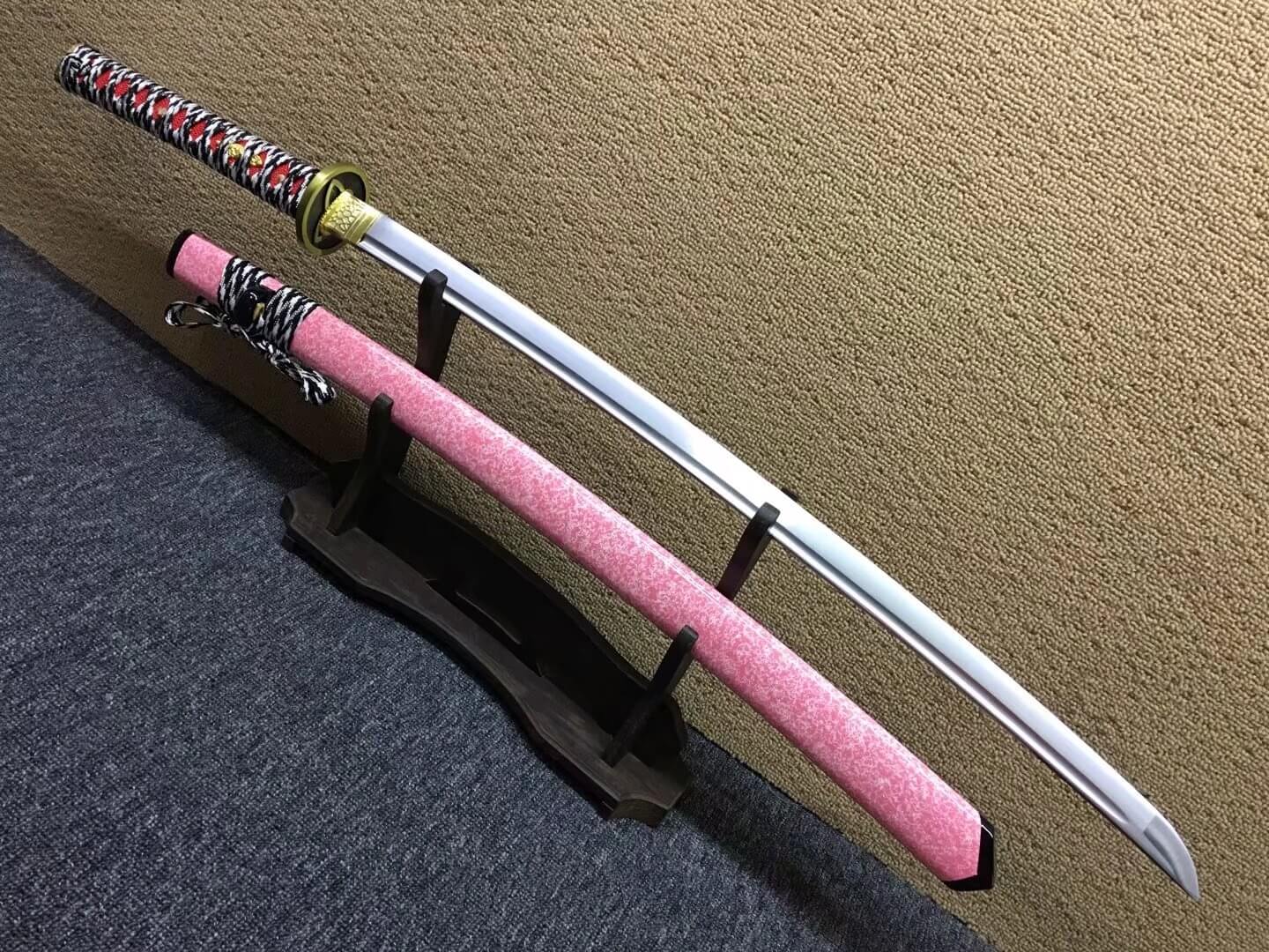 samurai sword,Medium carbon steel bade,Pink scabbard,Alloy fittings - Chinese sword shop