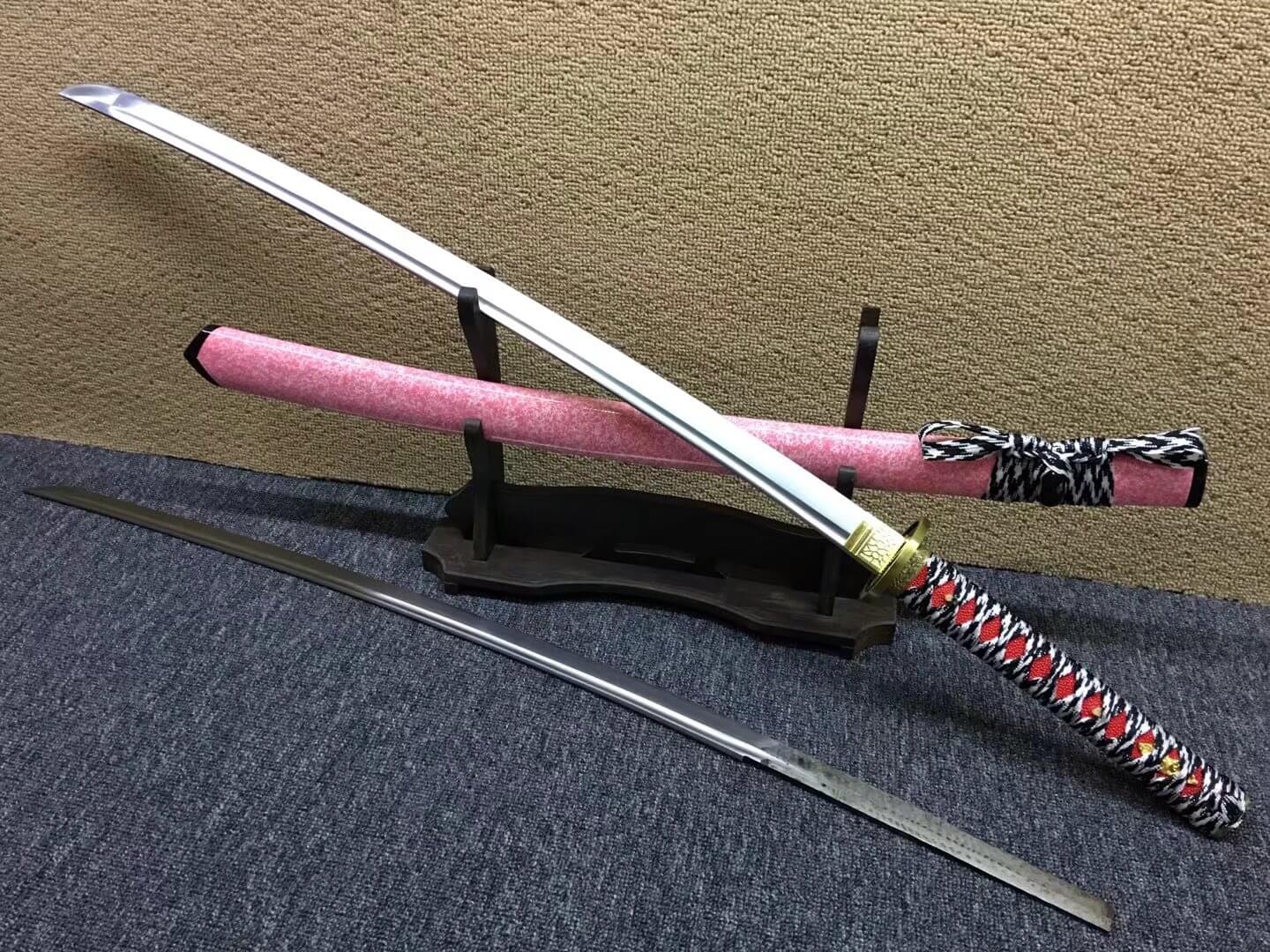 samurai sword,Medium carbon steel bade,Pink scabbard,Alloy fittings - Chinese sword shop