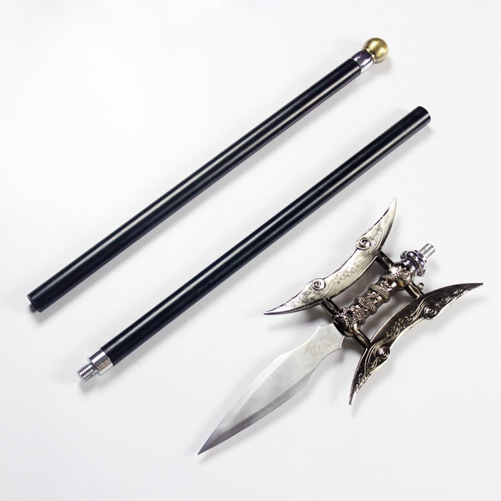 Shuangyue Flayer/Chinese spear/Stainless steel Spearhead and rod,Length 74 inch - Chinese sword shop