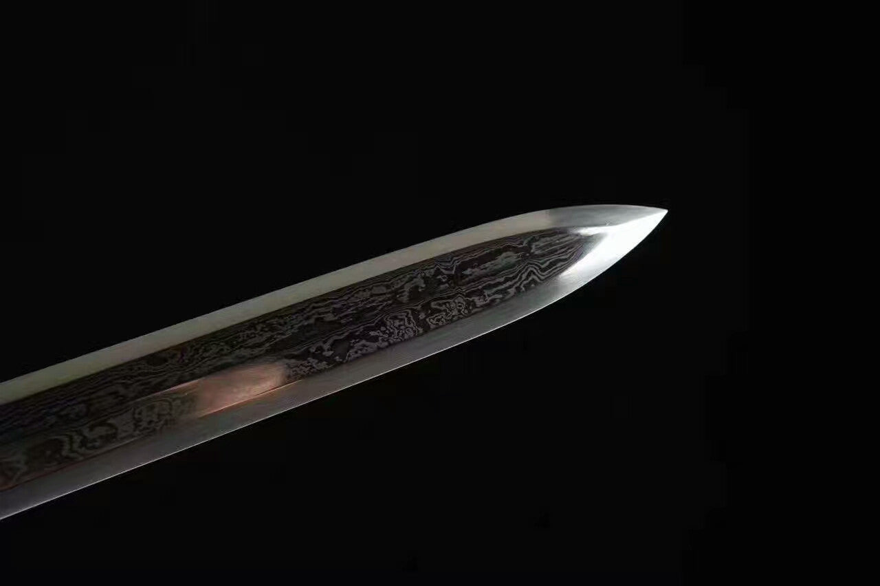 Dragon sword(Damascus Steel blade,Leather scabbard,Brass)Length 31" - Chinese sword shop