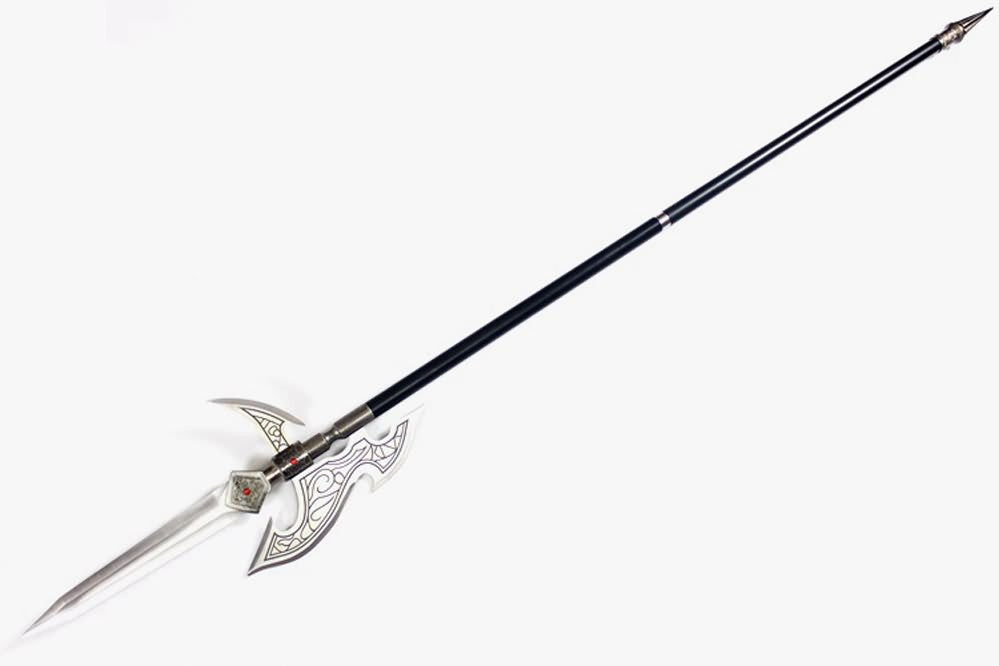 Silver cut Halberd/Chinese spear/Stainless steel Spearhead and rod,Length 74 inch - Chinese sword shop