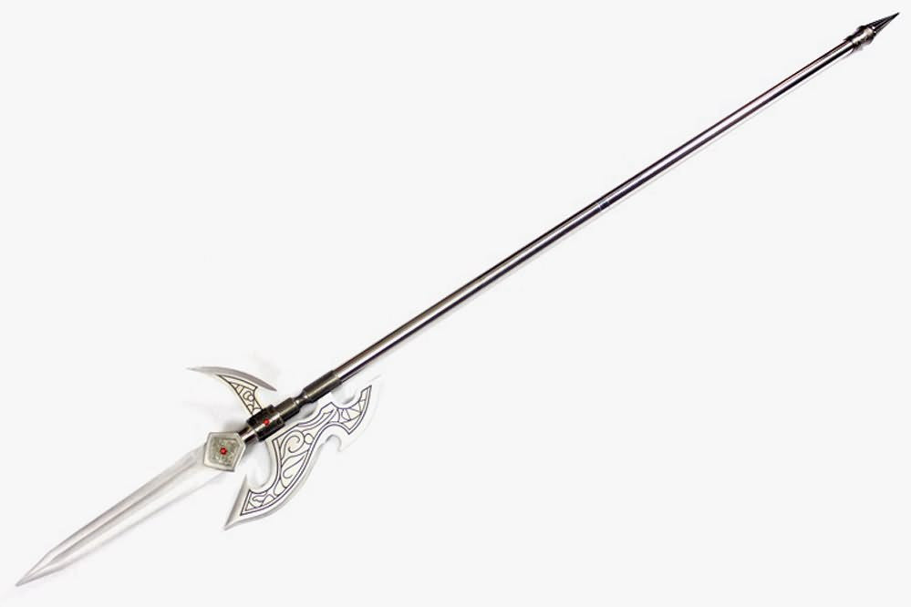 Silver cut Halberd/Chinese spear/Stainless steel Spearhead and rod,Length 74 inch - Chinese sword shop
