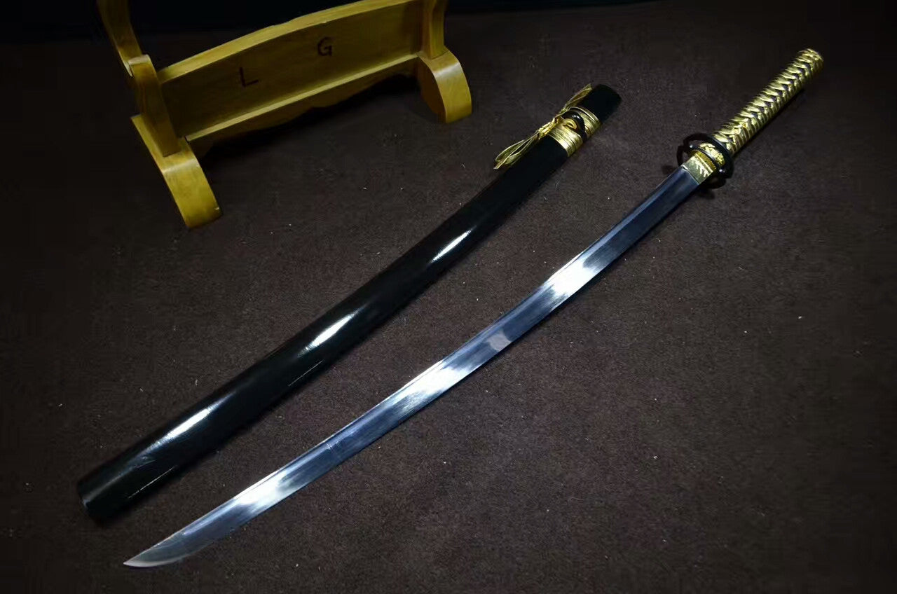 Miyamoto Musashi Katana(High carbon steel blade,Black scabbard,Alloy)Full tang - Chinese sword shop