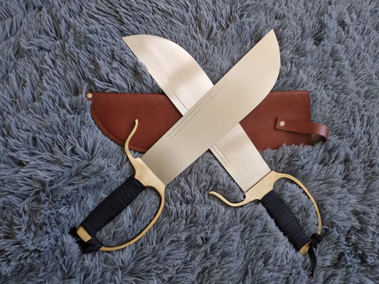 Wing Chun Bart Cham Dao,Stainless steel blade,Leather,Brass - Chinese sword shop